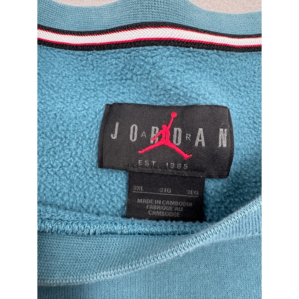 Jordan Mens Essentials Fleece Crewneck Sweatshirt Teal Blue 3XL Jumpman Logo - Picture 4 of 10